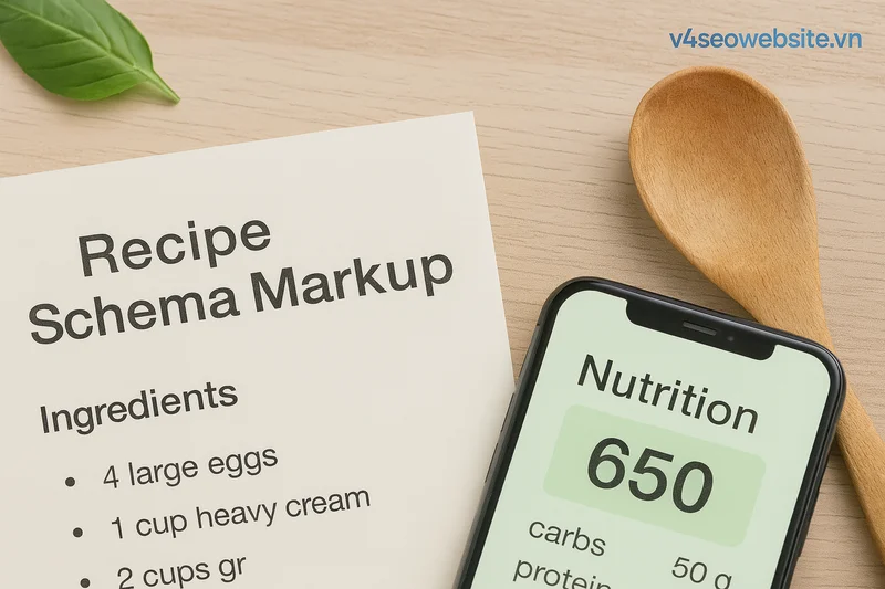 Bí quyết viết bài hướng dẫn công thức (Recipes) SEO hiệu quả 1 Recipe Schema Markup giúp công thức nấu ăn hiển thị nổi bật với hình ảnh, sao đánh giá và thông tin dinh dưỡng.