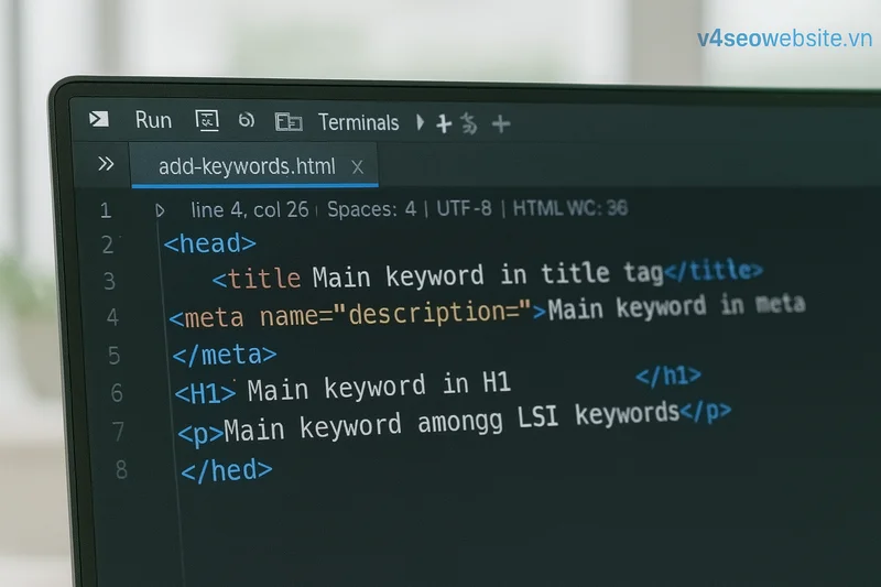Cách nghiên cứu từ khóa để xây dựng Content SEO hiệu quả 6 Chèn từ khóa đúng cách vào title, H1 và meta để tăng hiệu quả SEO mà vẫn giữ tự nhiên.