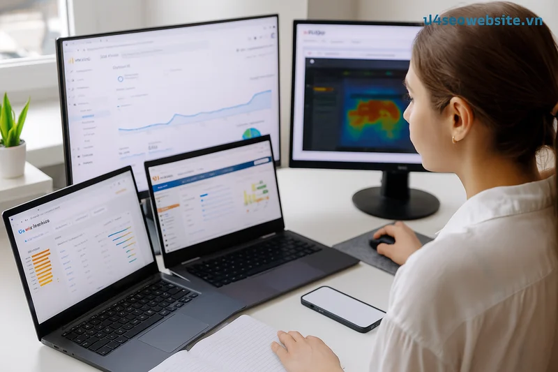 Phân tích người dùng và SEO với Google Analytics, Search Console, Ahrefs, Hotjar.