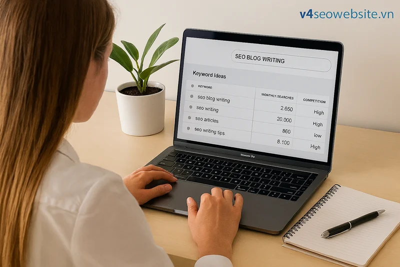 Hướng dẫn viết bài blog chuẩn SEO cho người mới: Bí quyết thành công từ v4seo 4 Nghiên cứu từ khóa và search intent là bước đầu tiên giúp nội dung SEO đúng hướng và thu hút người đọc.