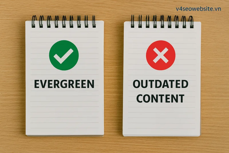 Nội dung evergreen là gì? Hướng dẫn xây dựng chi tiết 2025 4 Hiểu rõ sự khác biệt giữa nội dung evergreen và outdated giúp bạn duy trì giá trị lâu dài và bảo vệ uy tín website.