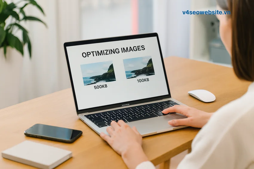 Tăng tốc độ tải trang web: 10 mẹo tối ưu hiệu quả cho nội dung SEO. 2 Giảm kích thước tệp hình ảnh mà vẫn giữ chất lượng hiển thị phù hợp, tối ưu hóa hiệu suất website SEO.