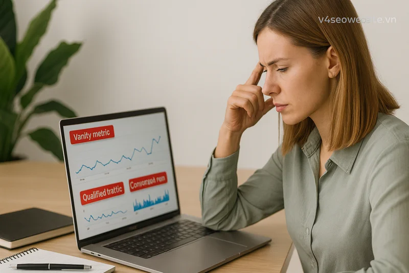 Các công cụ phân tích hiệu suất nội dung SEO hiệu quả 2025 4 Đừng để vanity metrics đánh lừa chiến lược SEO của bạn.