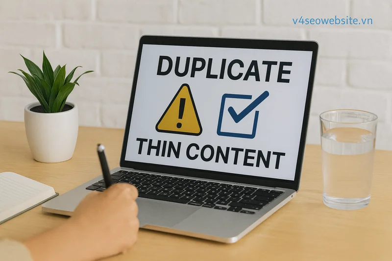 Hướng dẫn sử dụng Yoast SEO tối ưu nội dung WordPress hiệu quả 5 Xử lý triệt để nội dung trùng lặp và mỏng để cải thiện chất lượng website, nâng cao trải nghiệm người dùng và tối ưu thứ hạng SEO.