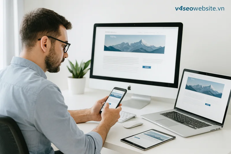 Làm sao để giữ người đọc trên trang lâu hơn - Bí quyết từ v4seo 5 Thiết kế website chuẩn responsive giúp nâng cao trải nghiệm người dùng và tối ưu hiệu quả SEO trên mọi thiết bị.