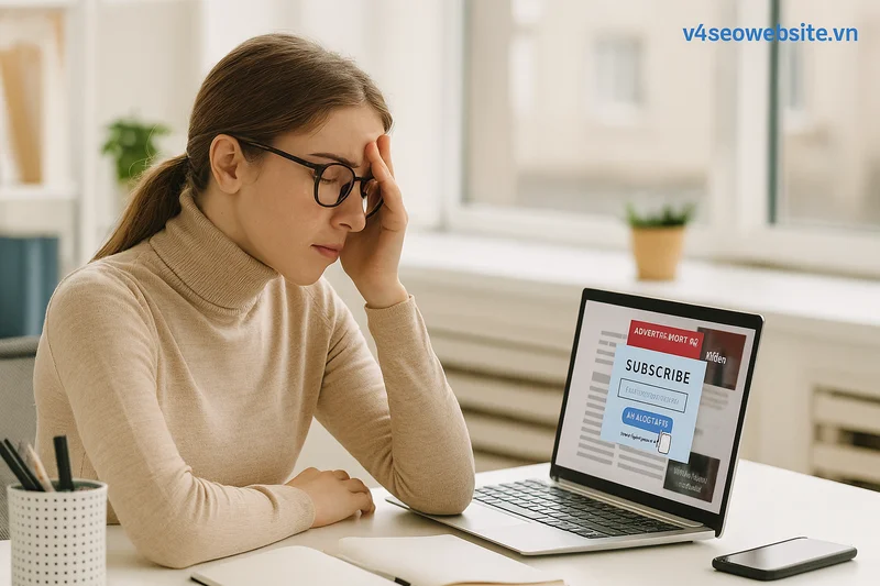 Làm sao để giữ người đọc trên trang lâu hơn - Bí quyết từ v4seo 6 Giảm quảng cáo gây phiền để giữ chân người dùng và cải thiện hiệu quả SEO.