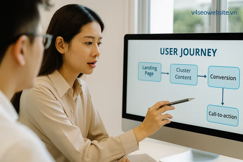 Phân tích hành vi người dùng qua Google Analytics cho Content SEO 3 Chiến lược tối ưu hành trình người dùng giúp tăng tỷ lệ chuyển đổi.