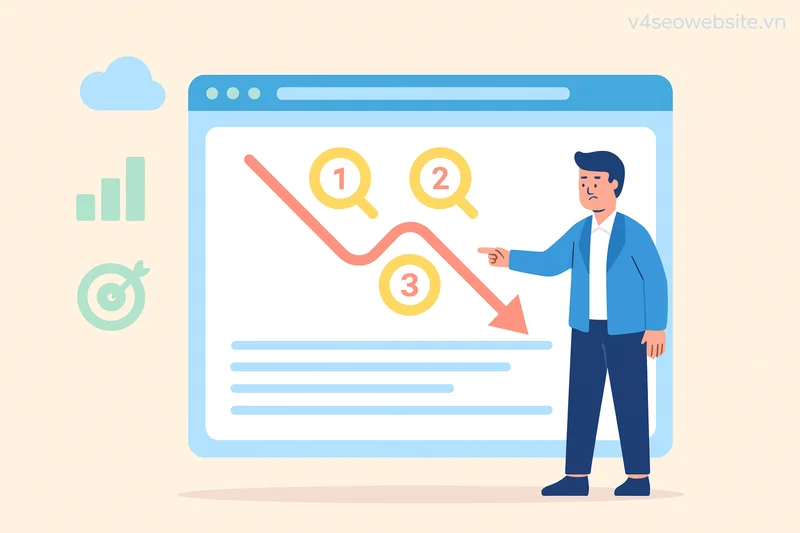 Nhận diện khủng hoảng SEO từ Core Update: Bảo vệ thứ hạng website 2 Khi Google đánh giá thấp nội dung, từ khóa rơi khỏi top SERP gây tổn thất lớn cho chiến lược SEO.