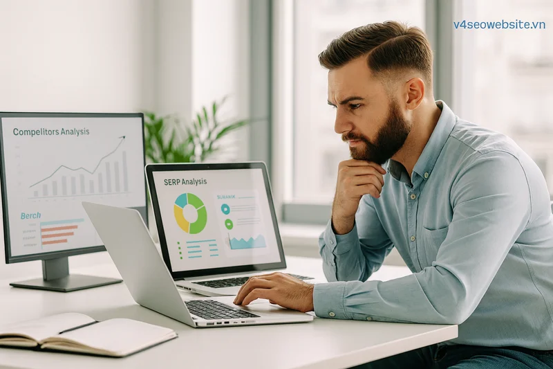 Phân tích đối thủ cạnh tranh và SERP để tối ưu chiến lược SEO, gia tăng khả năng xuất hiện trên trang đầu Google.