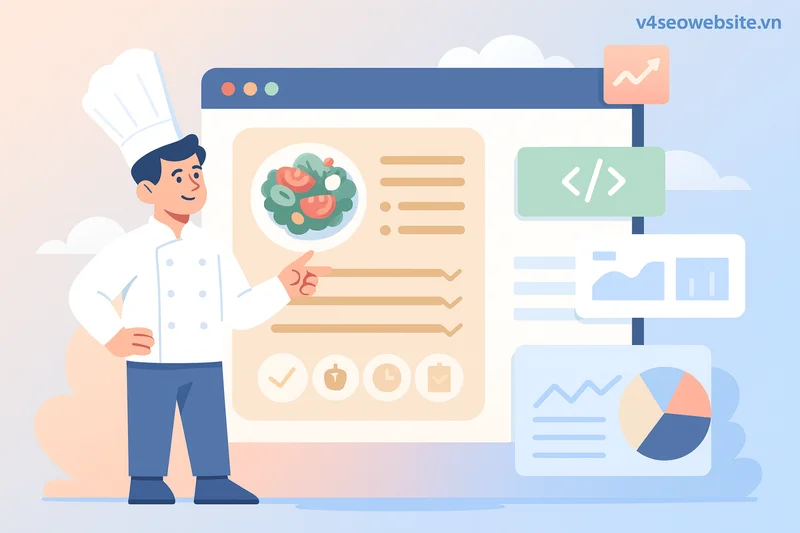 Recipe Schema giúp công thức nấu ăn trở nên sống động với hình ảnh, thời gian nấu và nguyên liệu rõ ràng, tăng khả năng tương tác của độc giả.